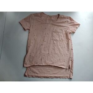 Articles of Society Womens Peach Distressed Pima Cotton High Low T-Shirt XS